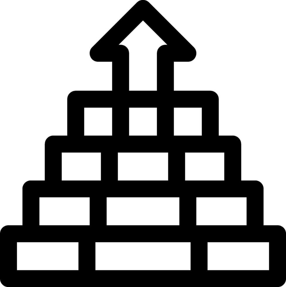 A black and white image of a pyramid with an arrow pointing up vector