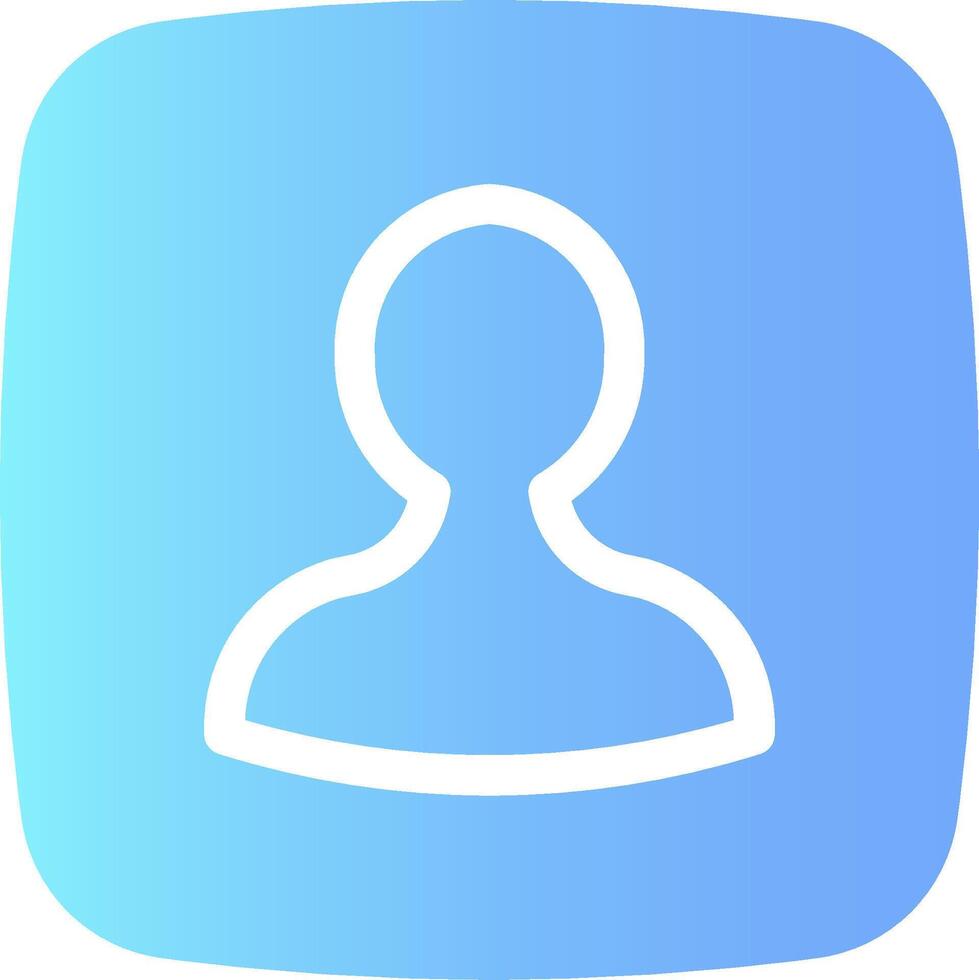 A blue and white icon with a person's head vector