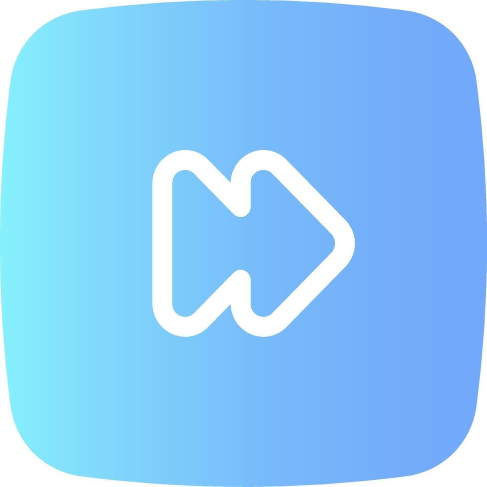 A blue and white icon with an arrow pointing left vector
