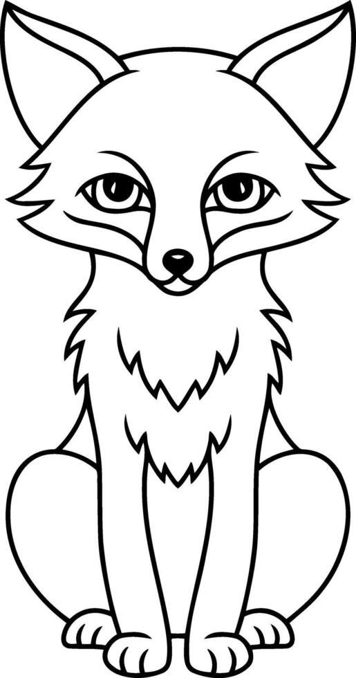 Doodle fox icon isolated Animal coloring page book Outline cartoon vector