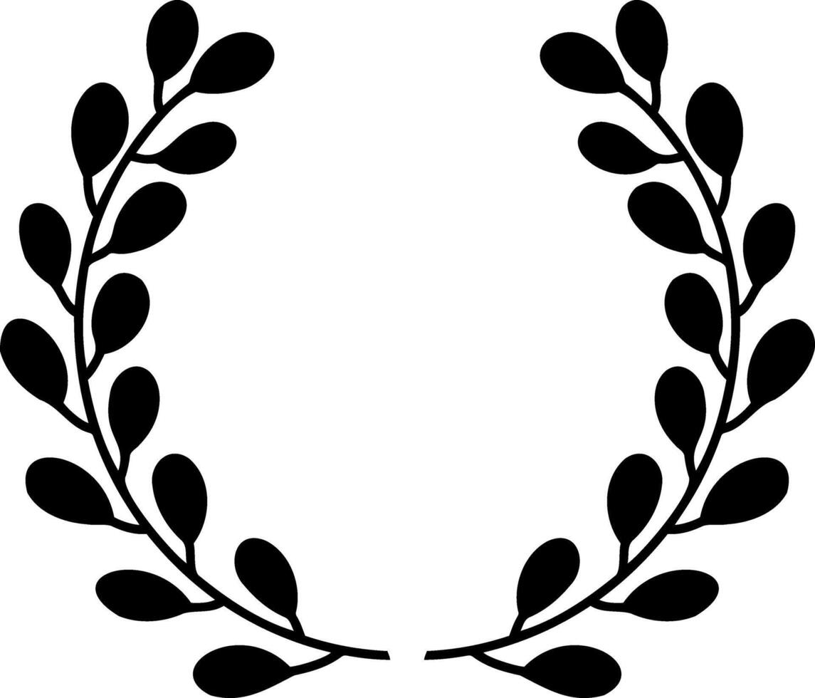 Stencil Laurel wreath icon Branch with leaf Frame Border vector