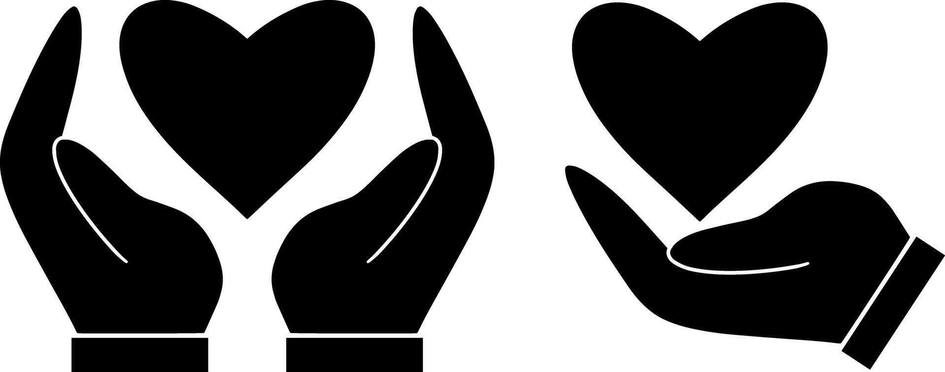 Hand with heart icon Love symbol Stencil set clipart vector