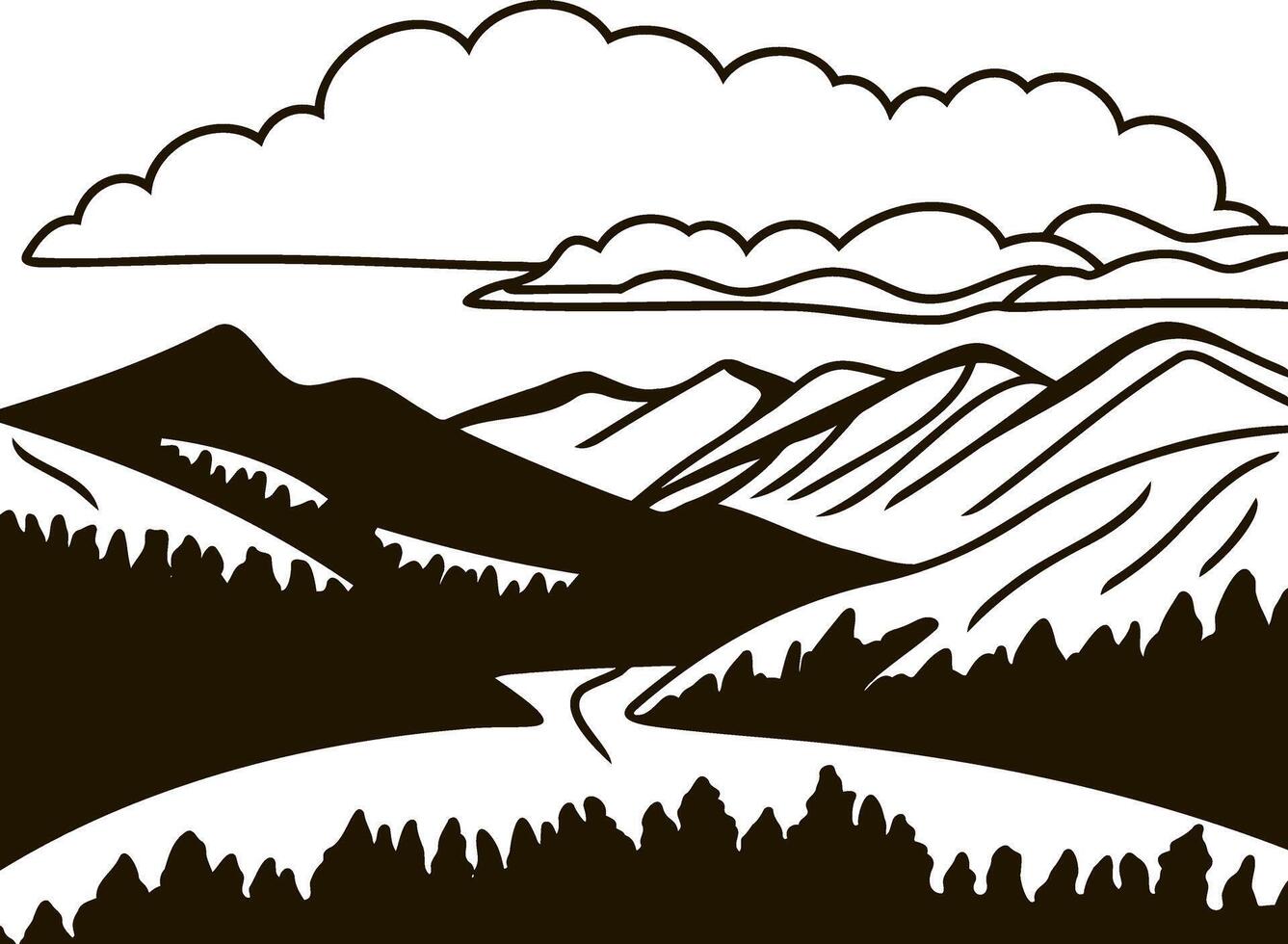 Doodle mountain icon Hand drawing landscape clip art vector