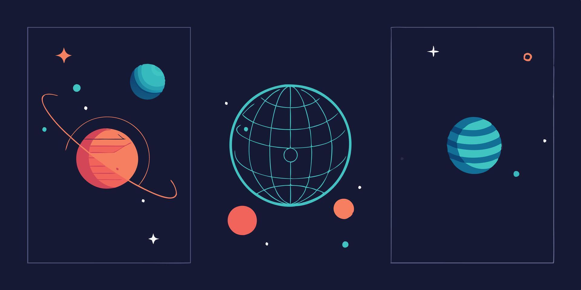An illustration of planets and stars vector