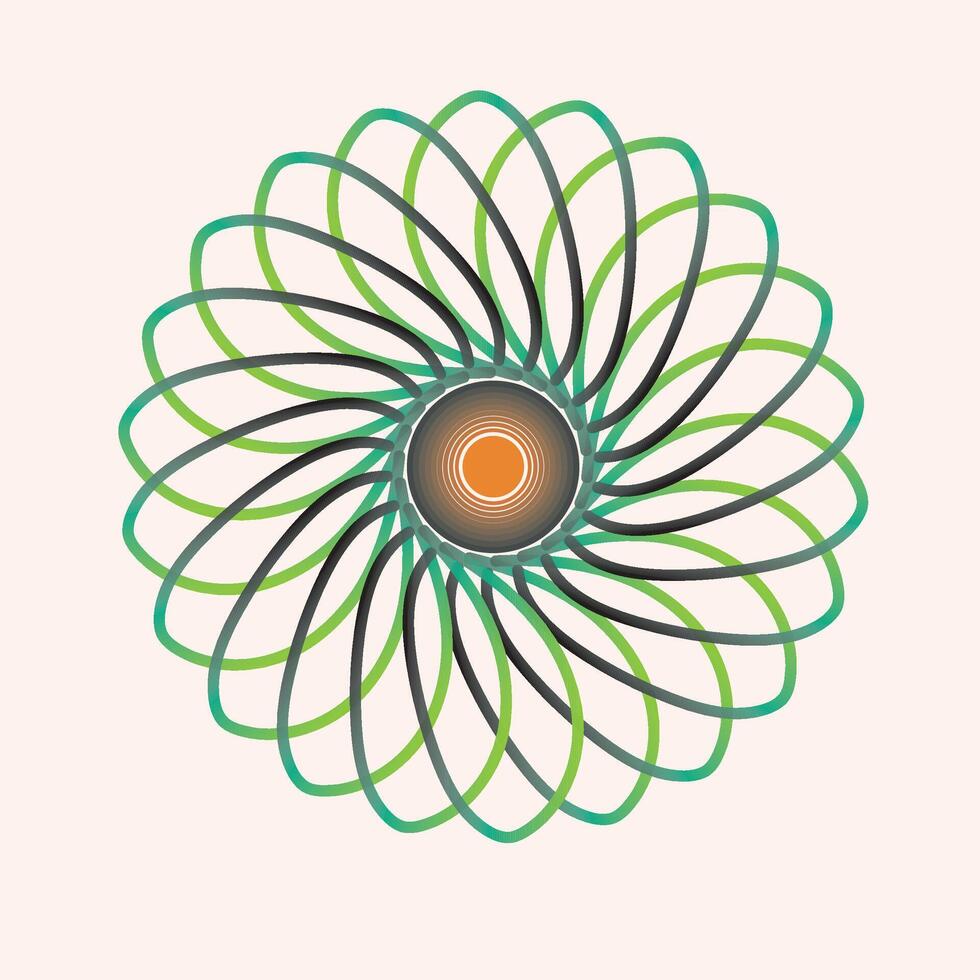 A circular design with green and orange lines vector
