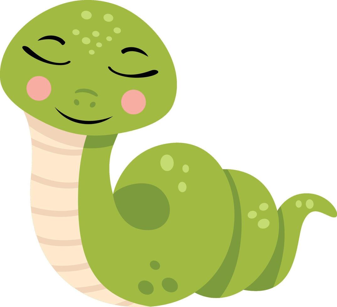 Cute green snake isolated on white vector