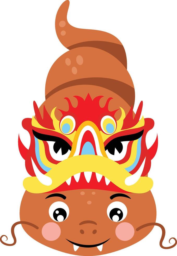 Cute snake with mask on head for chinese new year vector