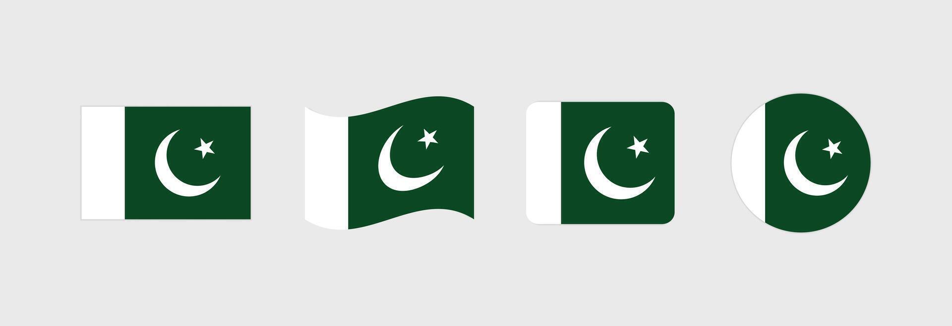 Pakistan flag. Set of Pakistan Flags Collection. vector