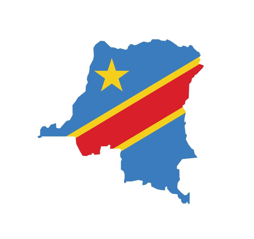 Democratic Republic of the Congo Map. Map of Democratic Republic of the Congo with National Flag. vector