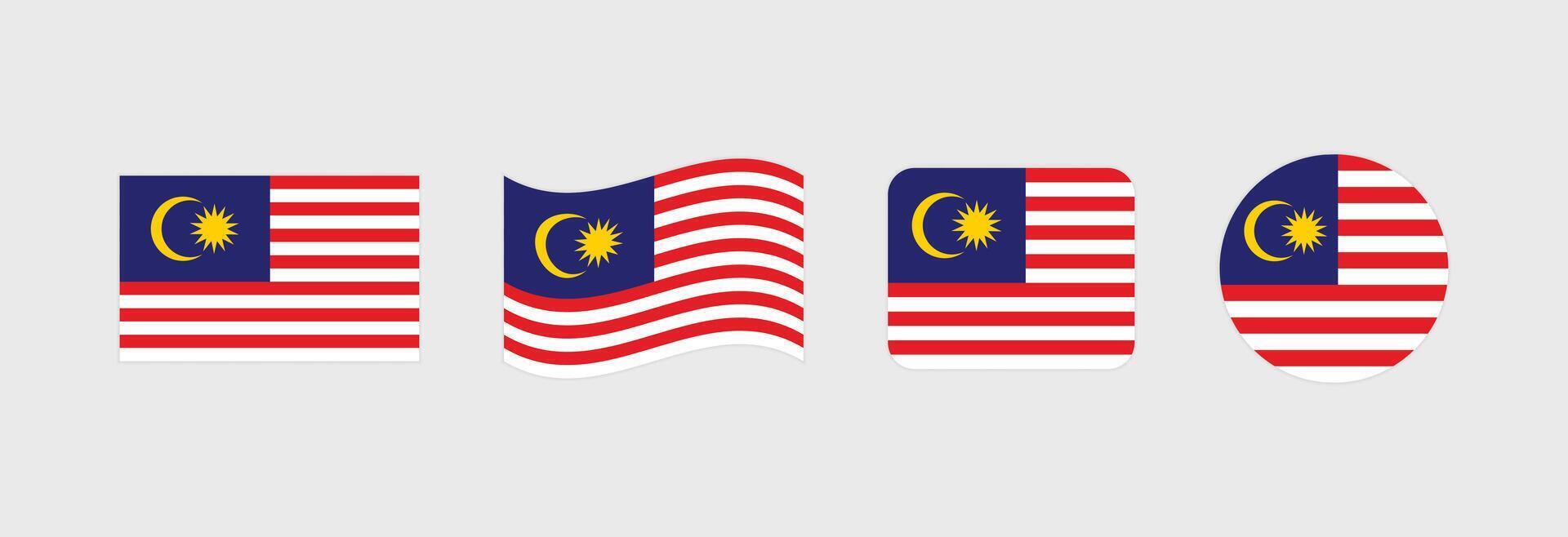 Malaysia flag. Set of Malaysia Flags Collection. vector
