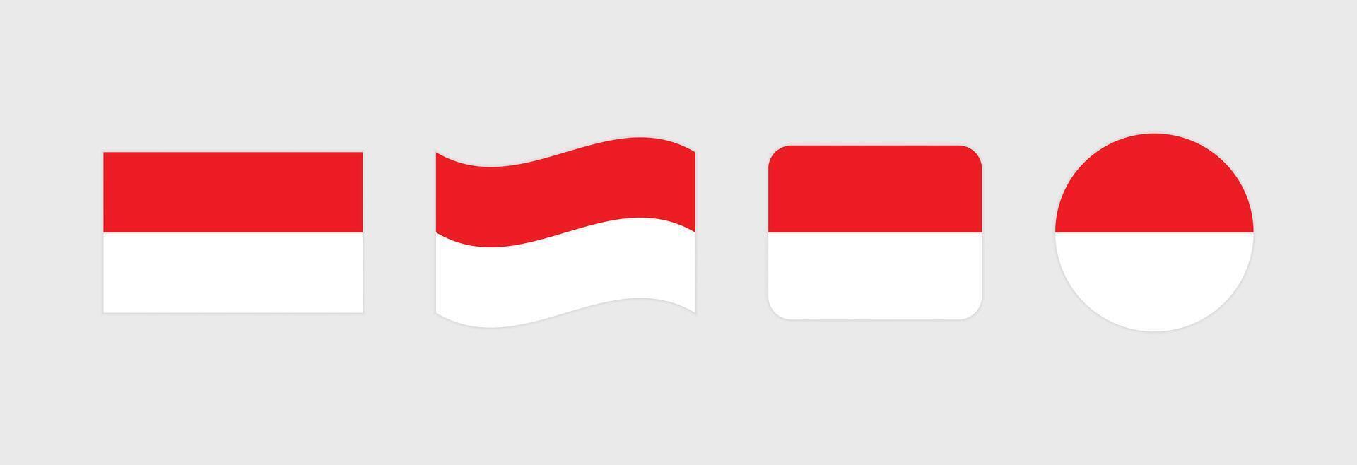 Indonesia flag. Set of Indonesia Flags Collection. vector
