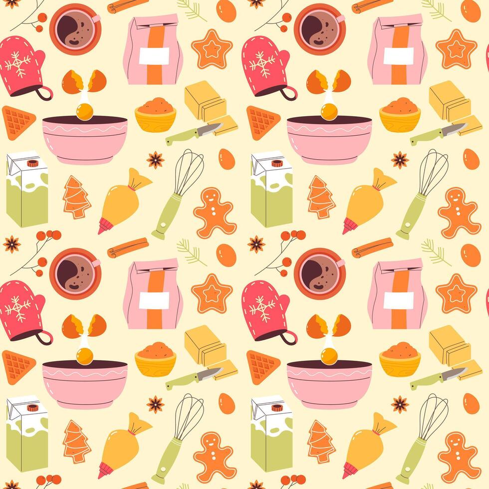 Home baking seamless pattern vector