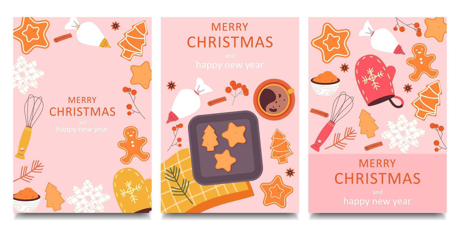 set of Christmas templates in a flat style. Christmas cards, backgrounds, posters, posters, social media templates vector