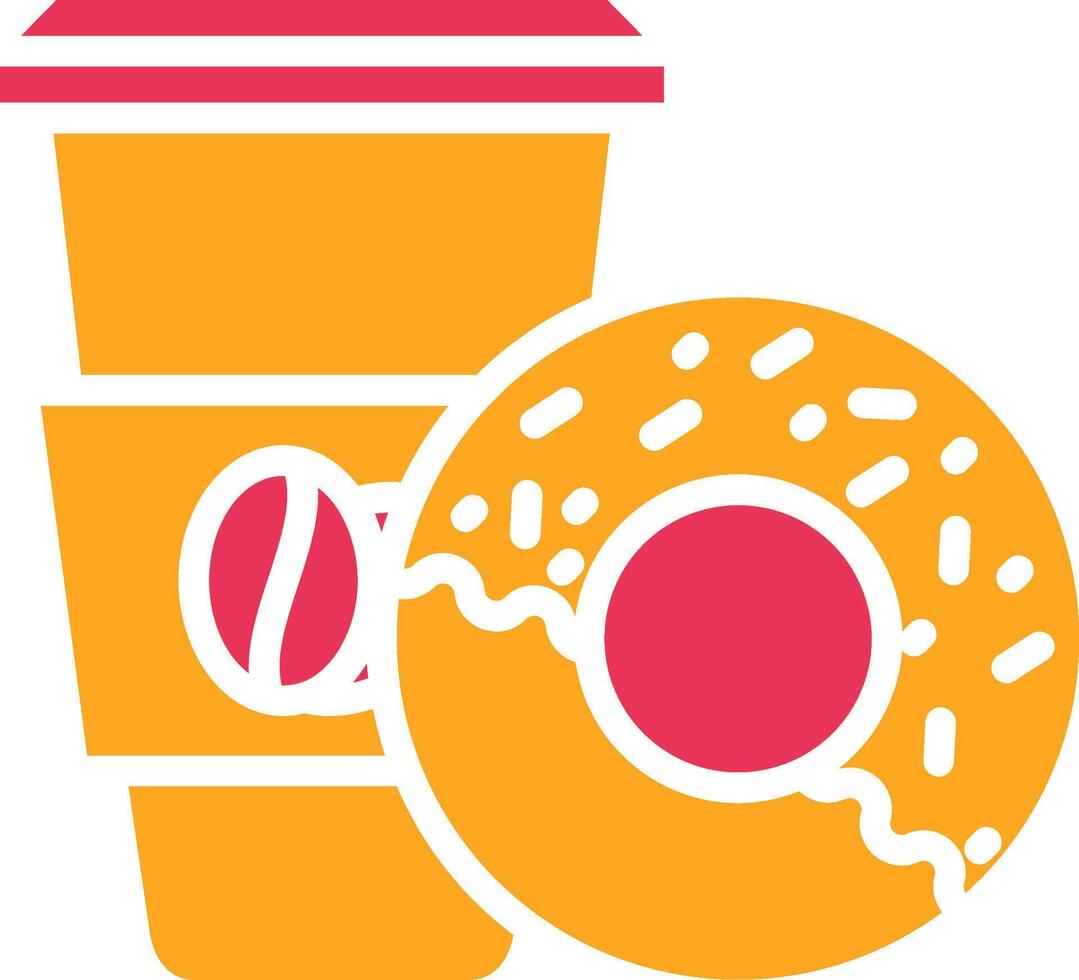 Coffee And Donut Glyph Two Color Icon vector