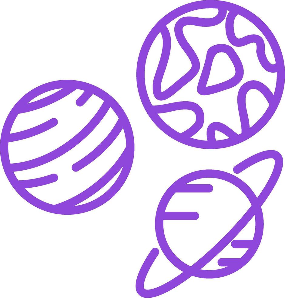 Planets Line Multi Colors Icon vector