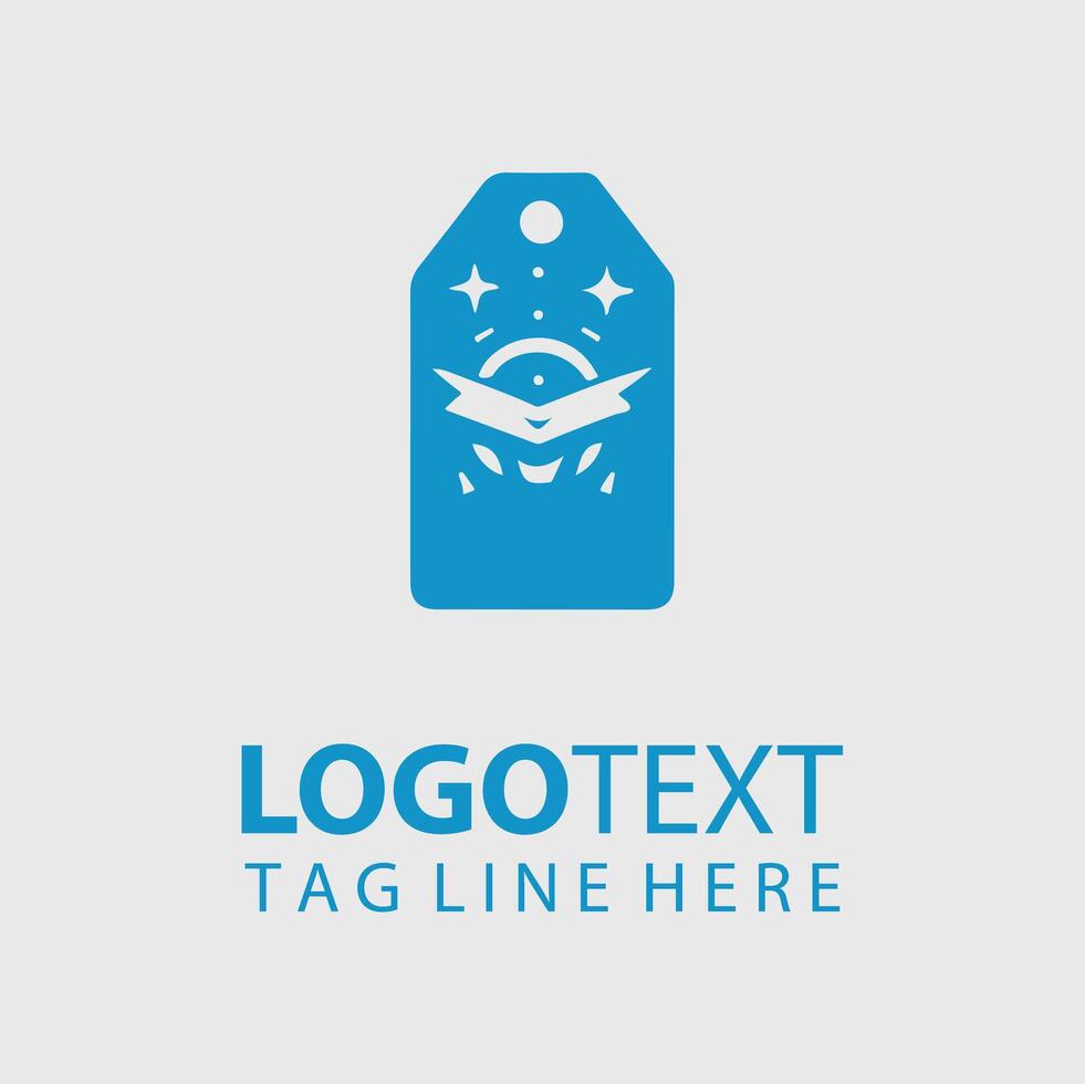 A blue tag line logo design for a company vector