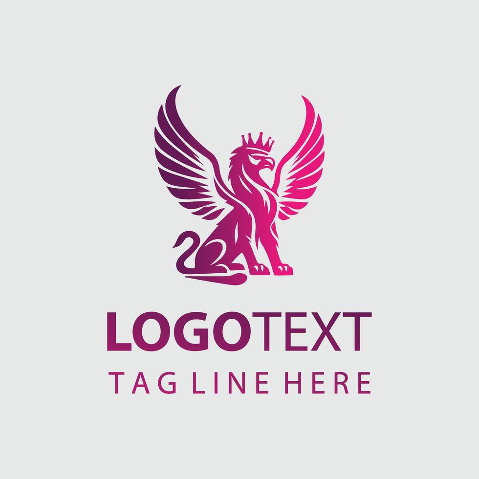 A pink and purple lion logo design vector