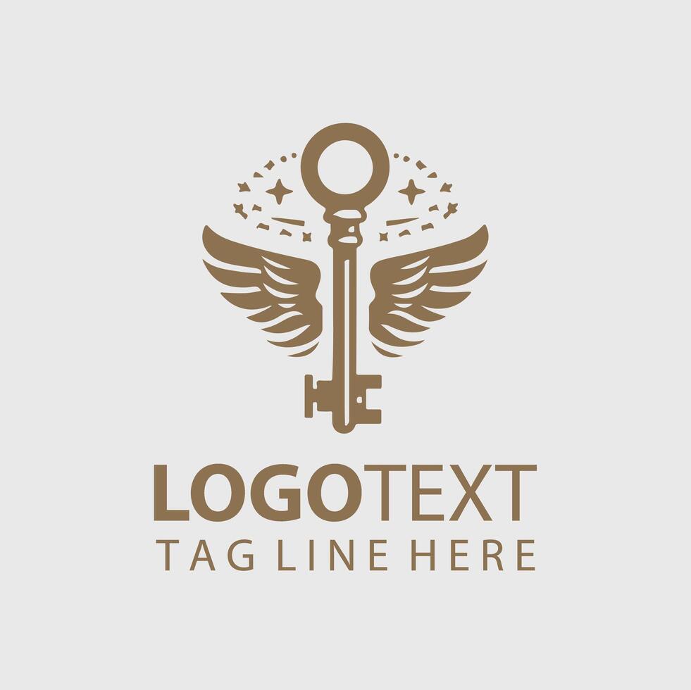 Key with wings logo design vector