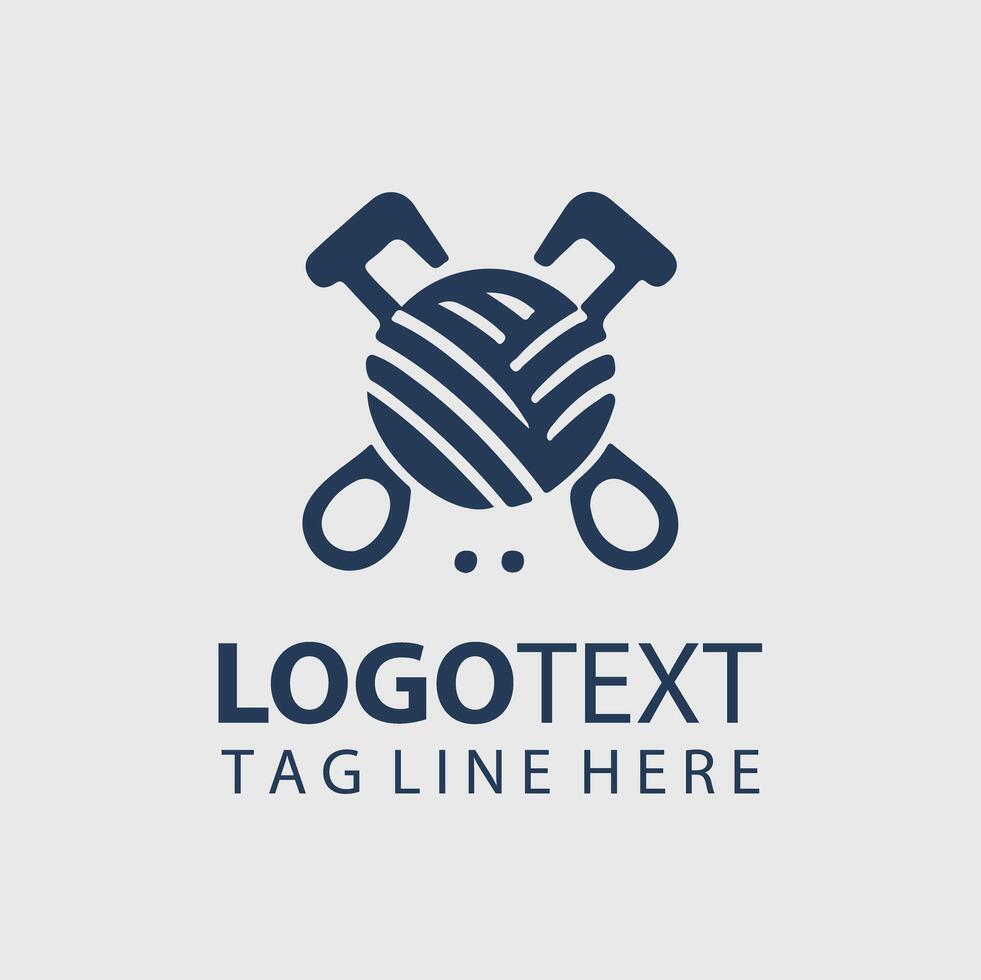 A ball of yarn and wrenches logo design vector