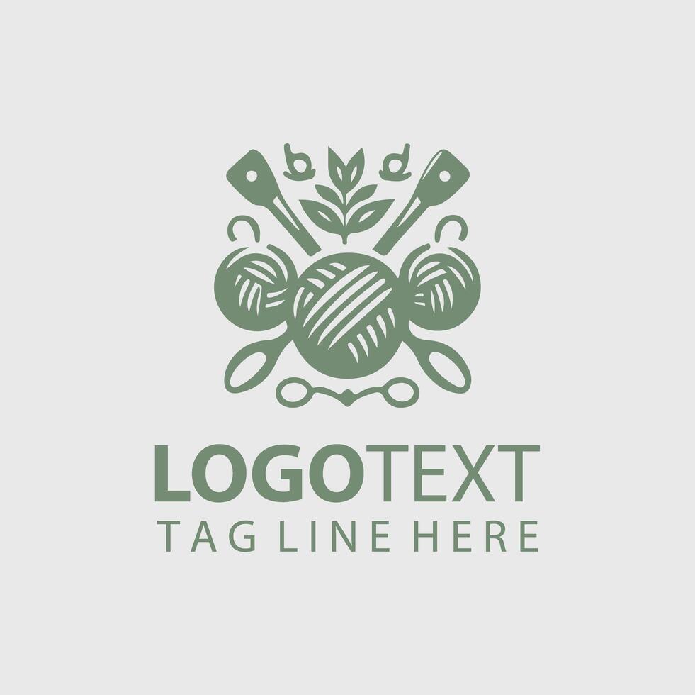 The logo for knitting needles and yarn vector