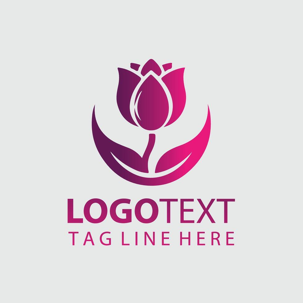 A pink flower logo design vector