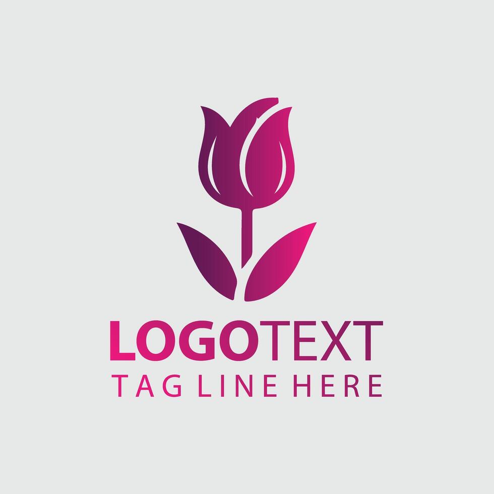 A pink tulip logo design vector