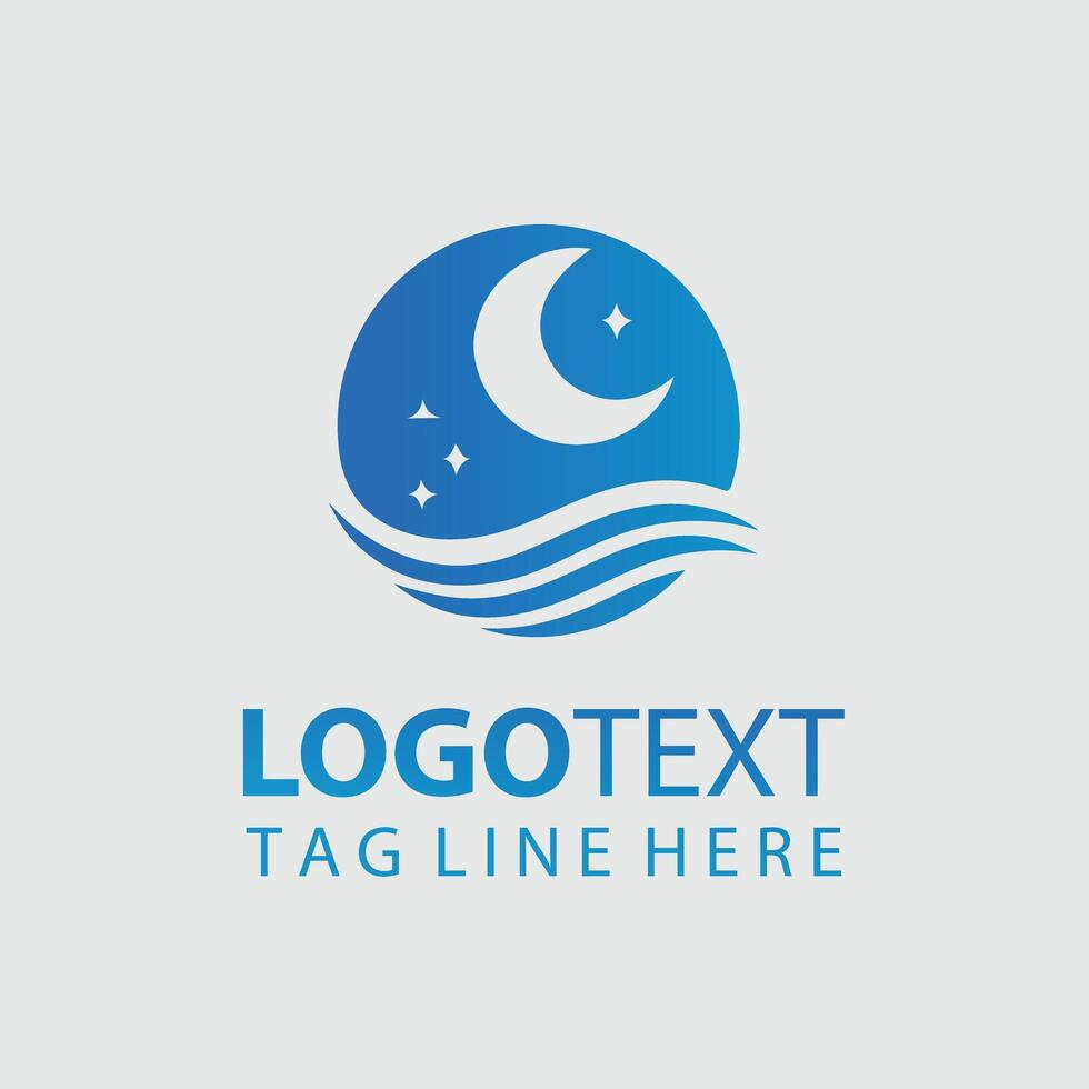 A blue moon logo design vector