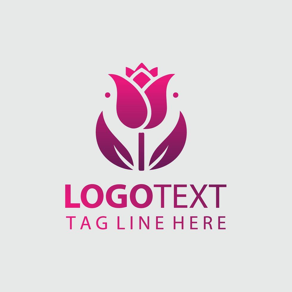 A pink flower logo design vector