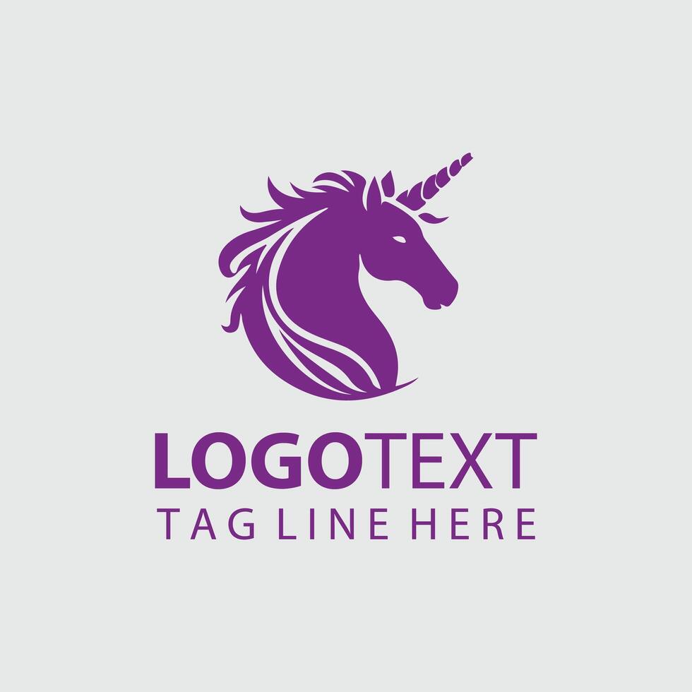 A purple unicorn logo design vector