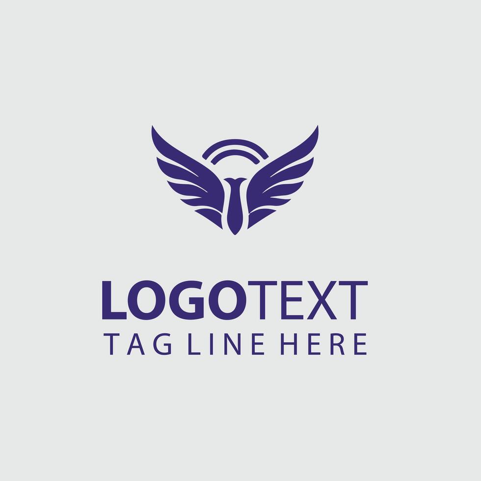 A purple logo with a bird on it vector