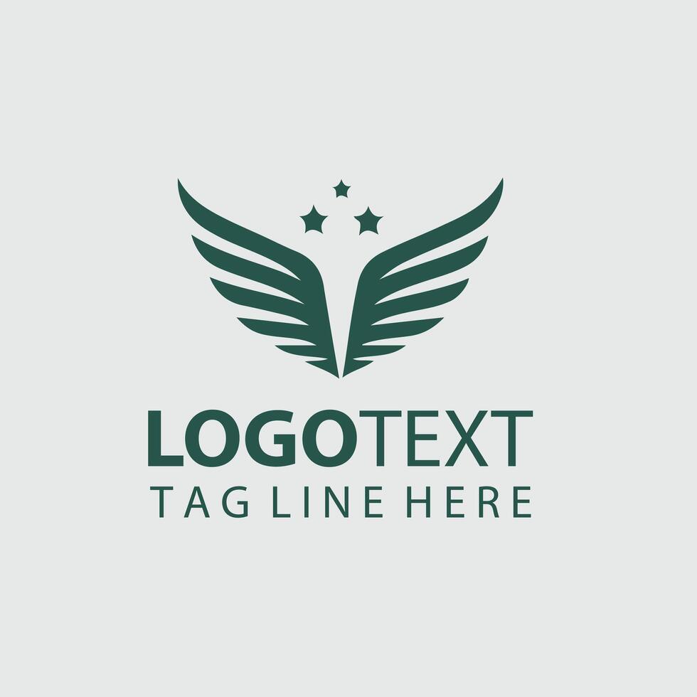 A logo for a company with a green star and wings vector