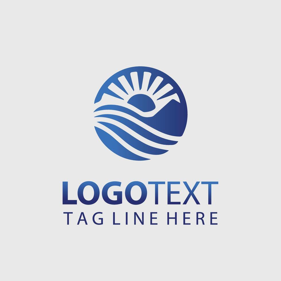 Blue wave logo design vector