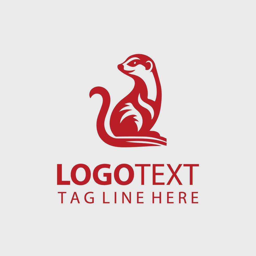 A red meerkat logo design vector