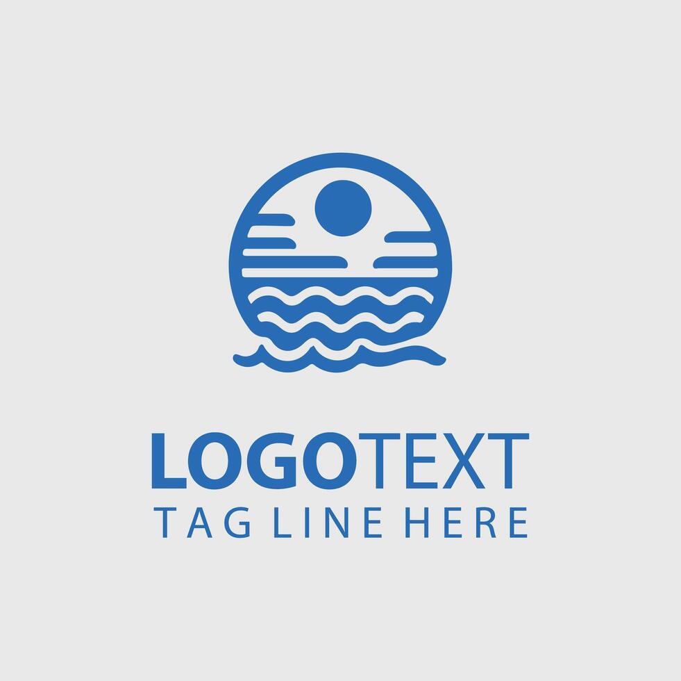 A blue ocean logo design vector