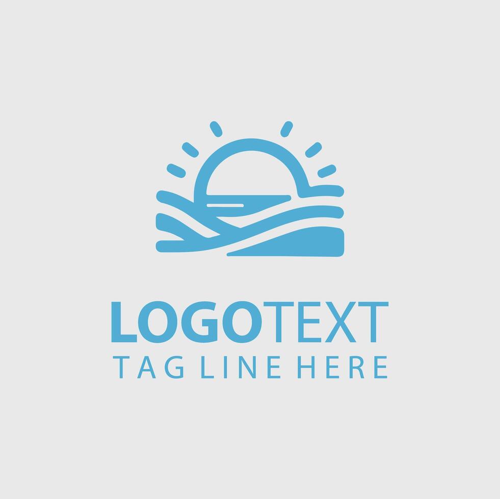 The sun and waves logo design vector