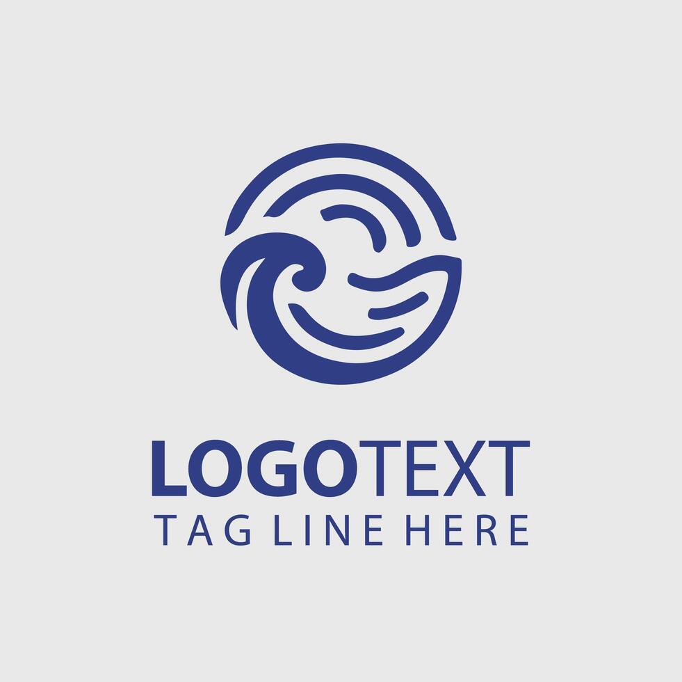 Blue wave logo design vector