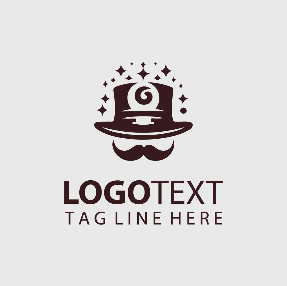 A hat and mustache logo for a business vector
