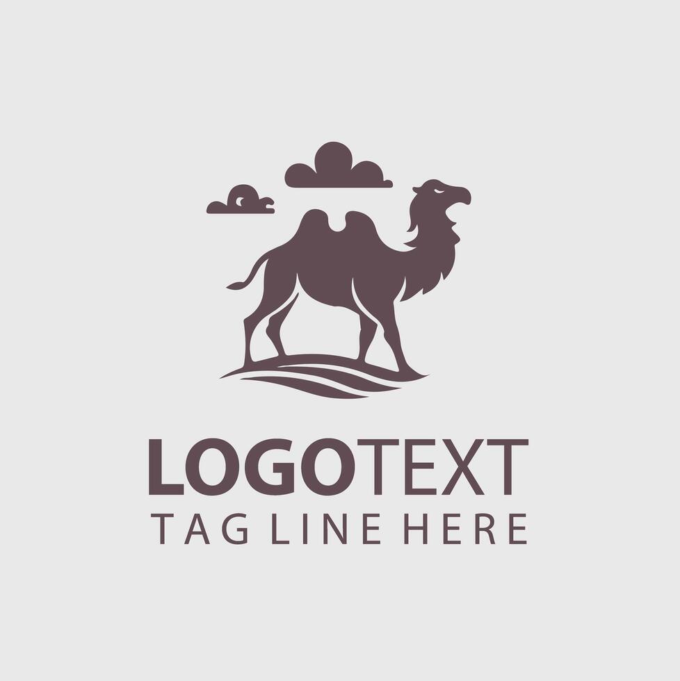 A camel logo design with a cloud in the background vector