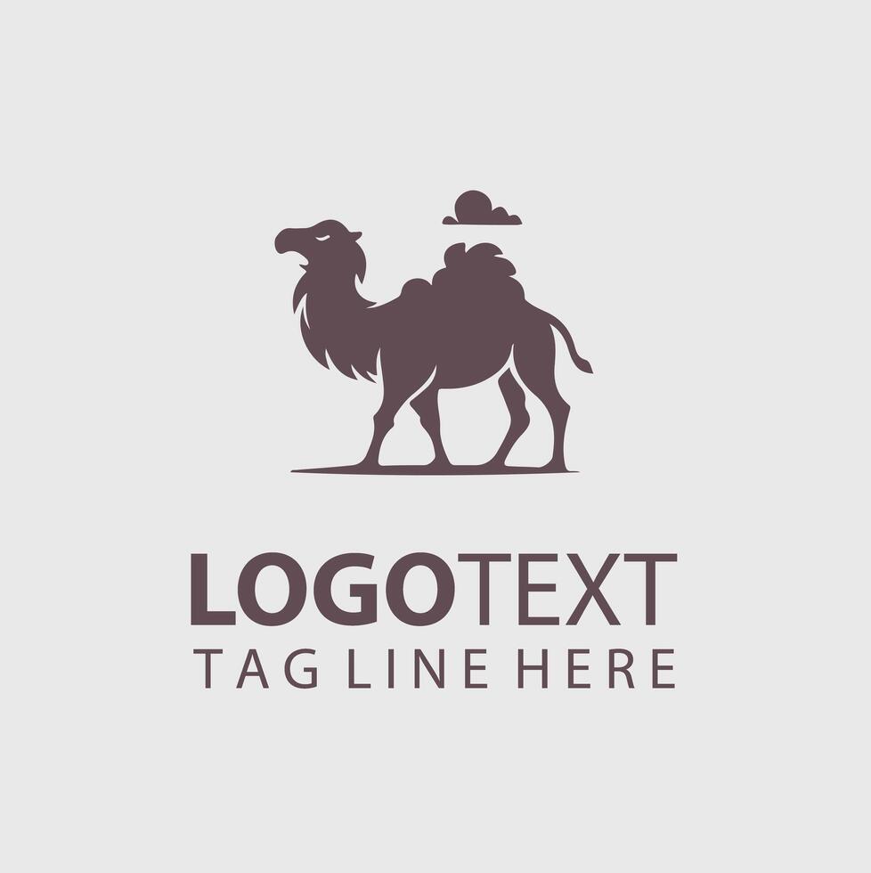 A camel logo design with a brown background vector