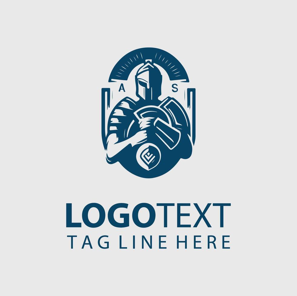 A knight holding a shield logo design vector