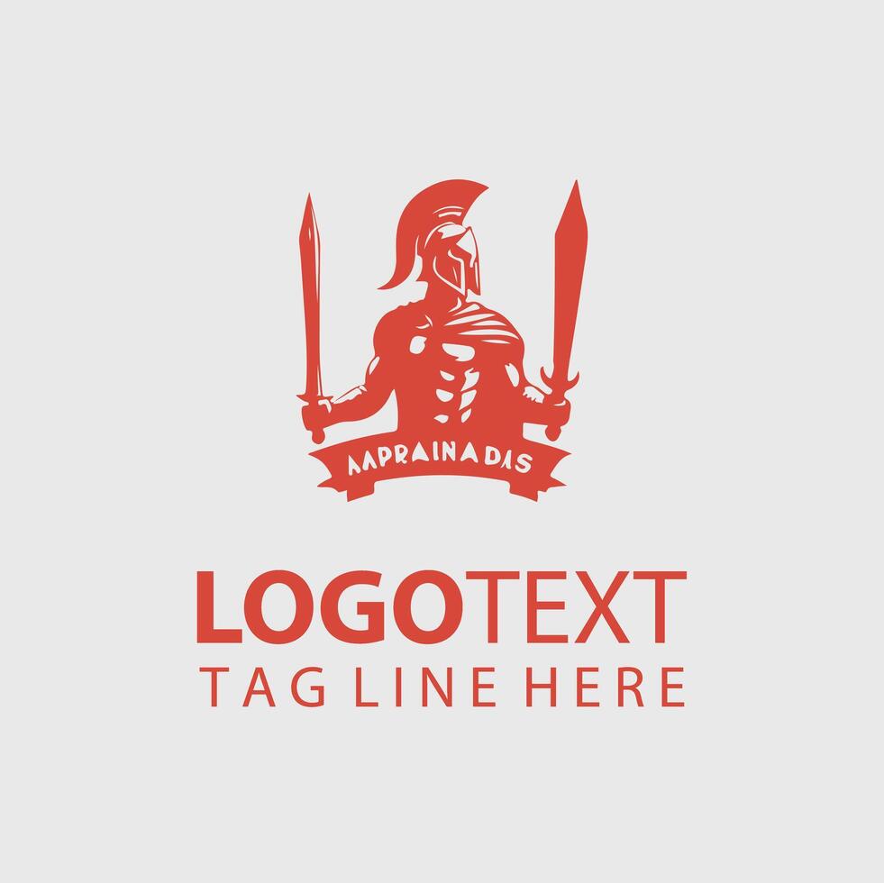 A red spartan warrior logo design vector