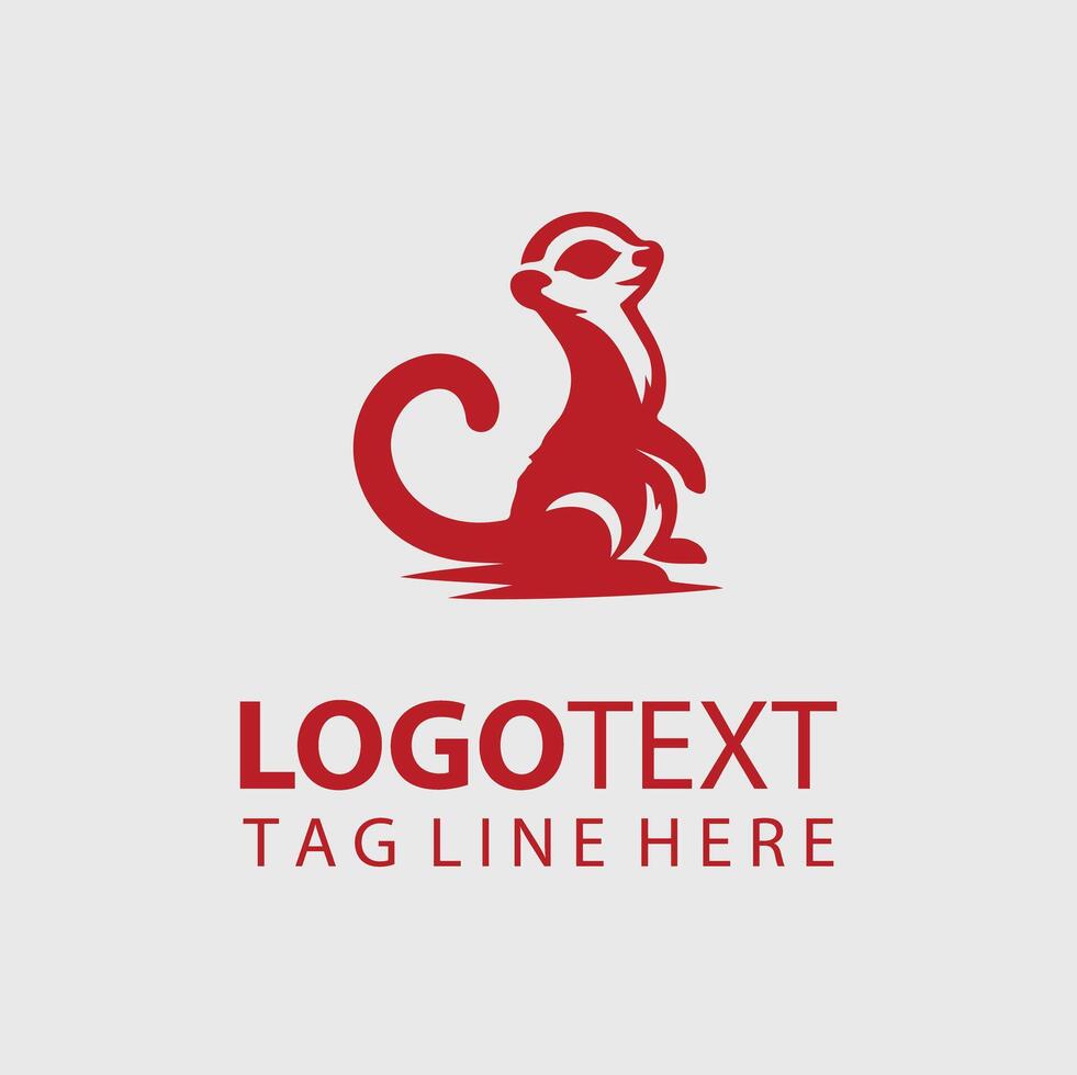 A red meerkat logo design vector