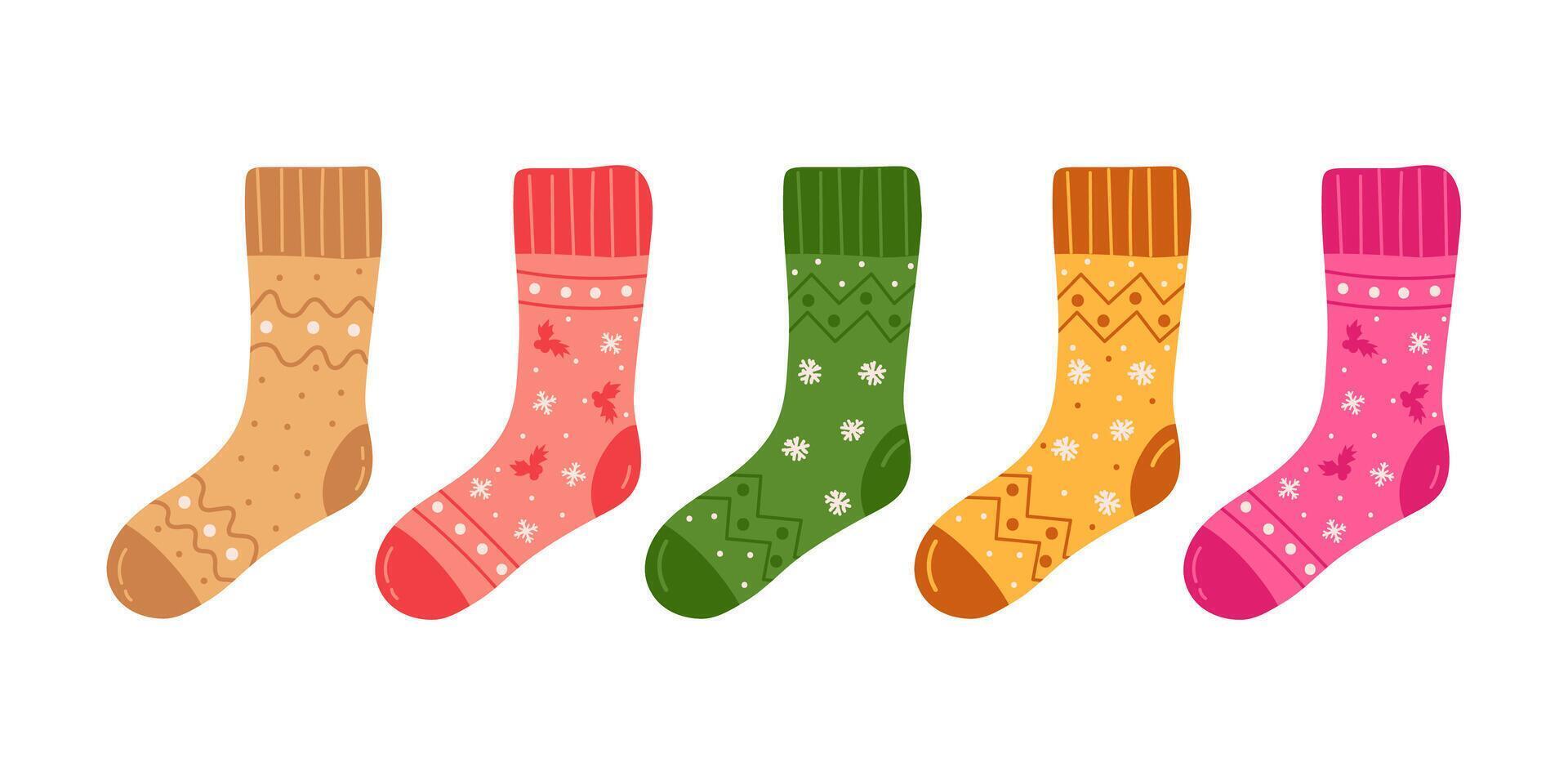 Christmas design elements, socks set vector