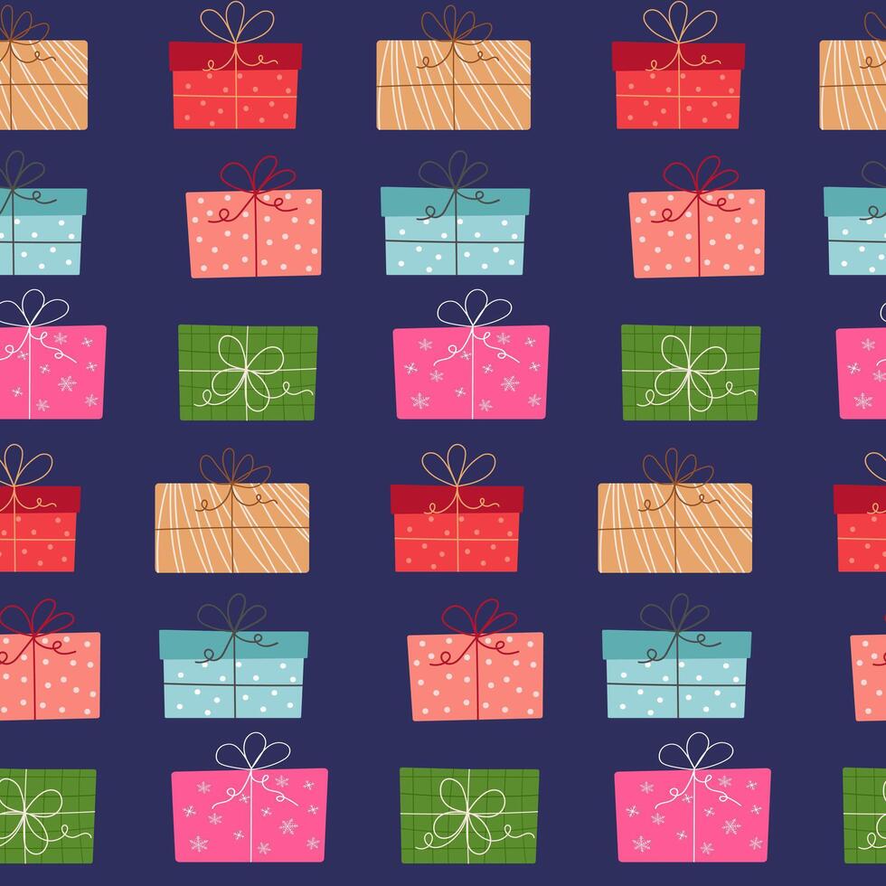 Hand drawn christmas elements seamless pattern illustration vector