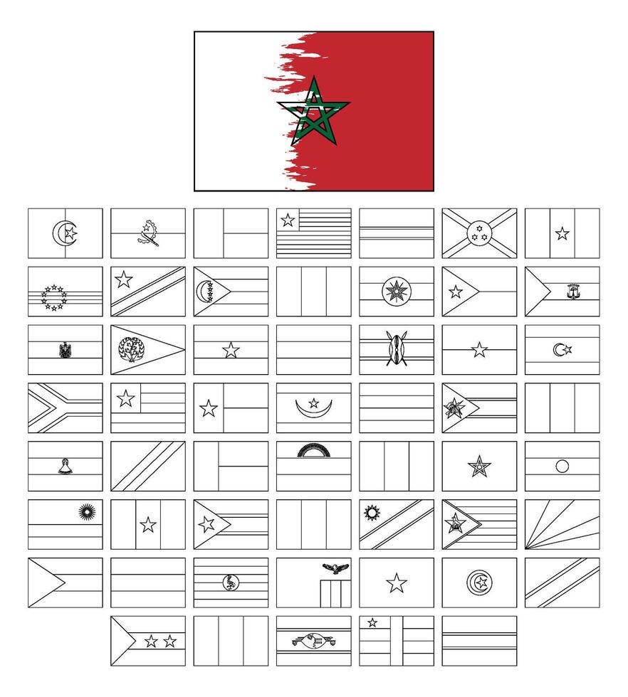 Africa flags coloring pages for kids vector