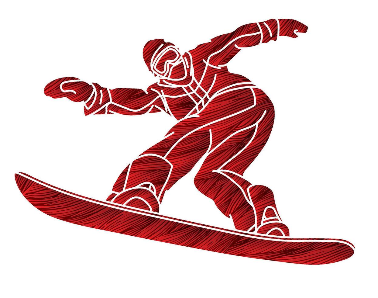 Silhouette Snowboarder Action Cartoon Graphic vector