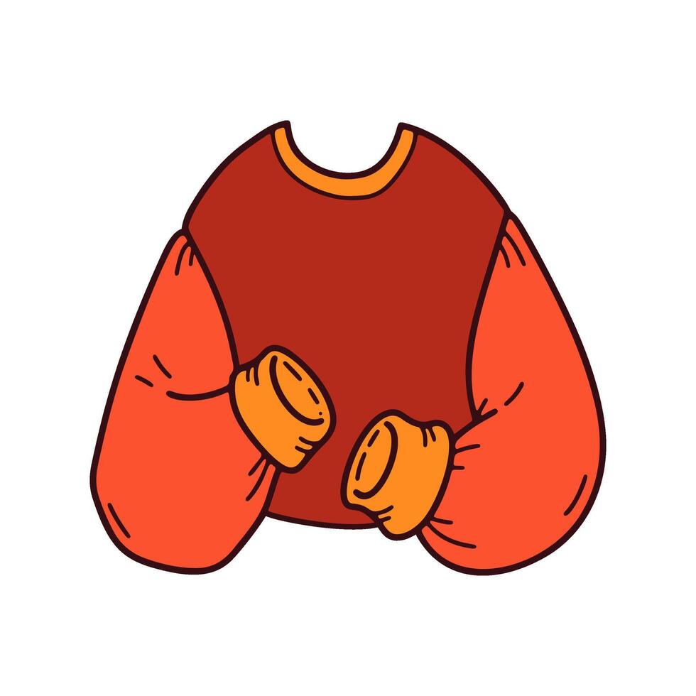 Sweater color doodle icon. Cozy Autumn and winter element. Change of seasons doodle illustration. vector