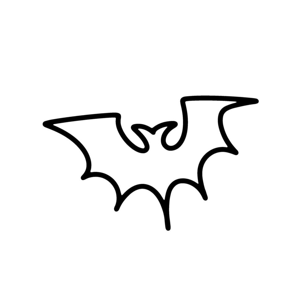 Halloween doodle bat. Hand drawn outline illustration. vector