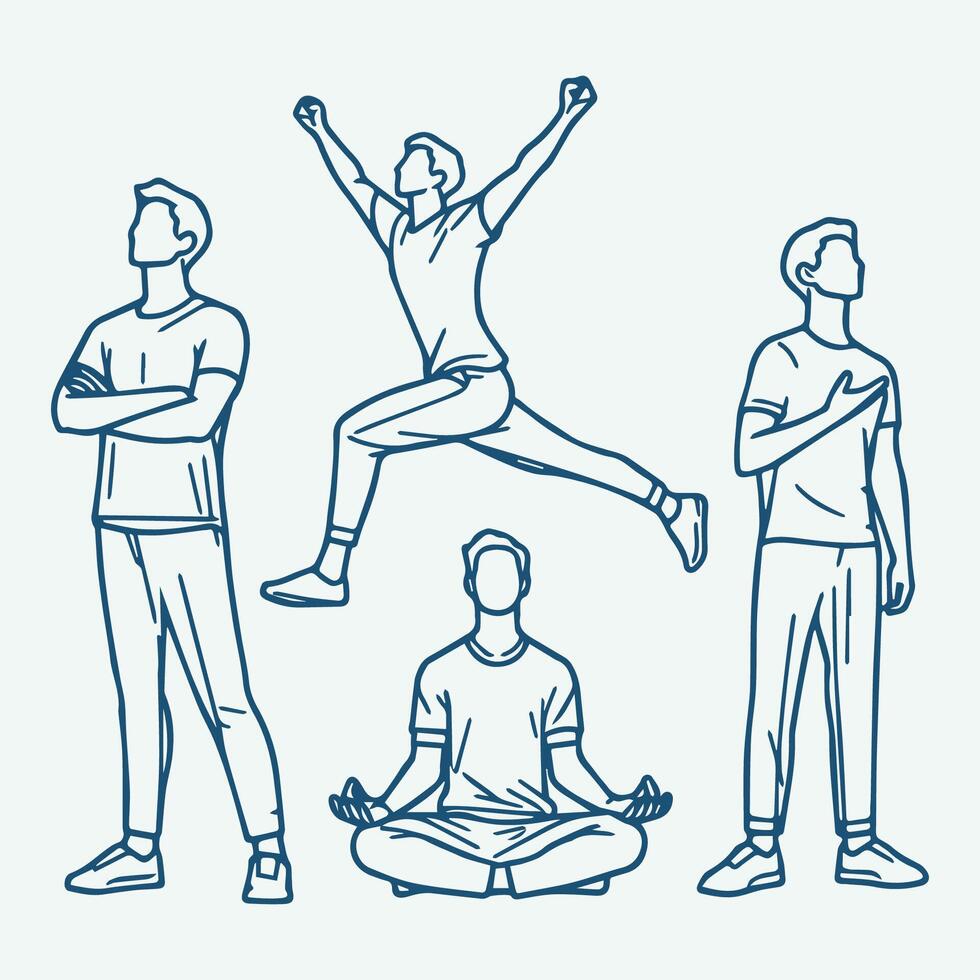 Sketch Collection of Various Human Poses vector