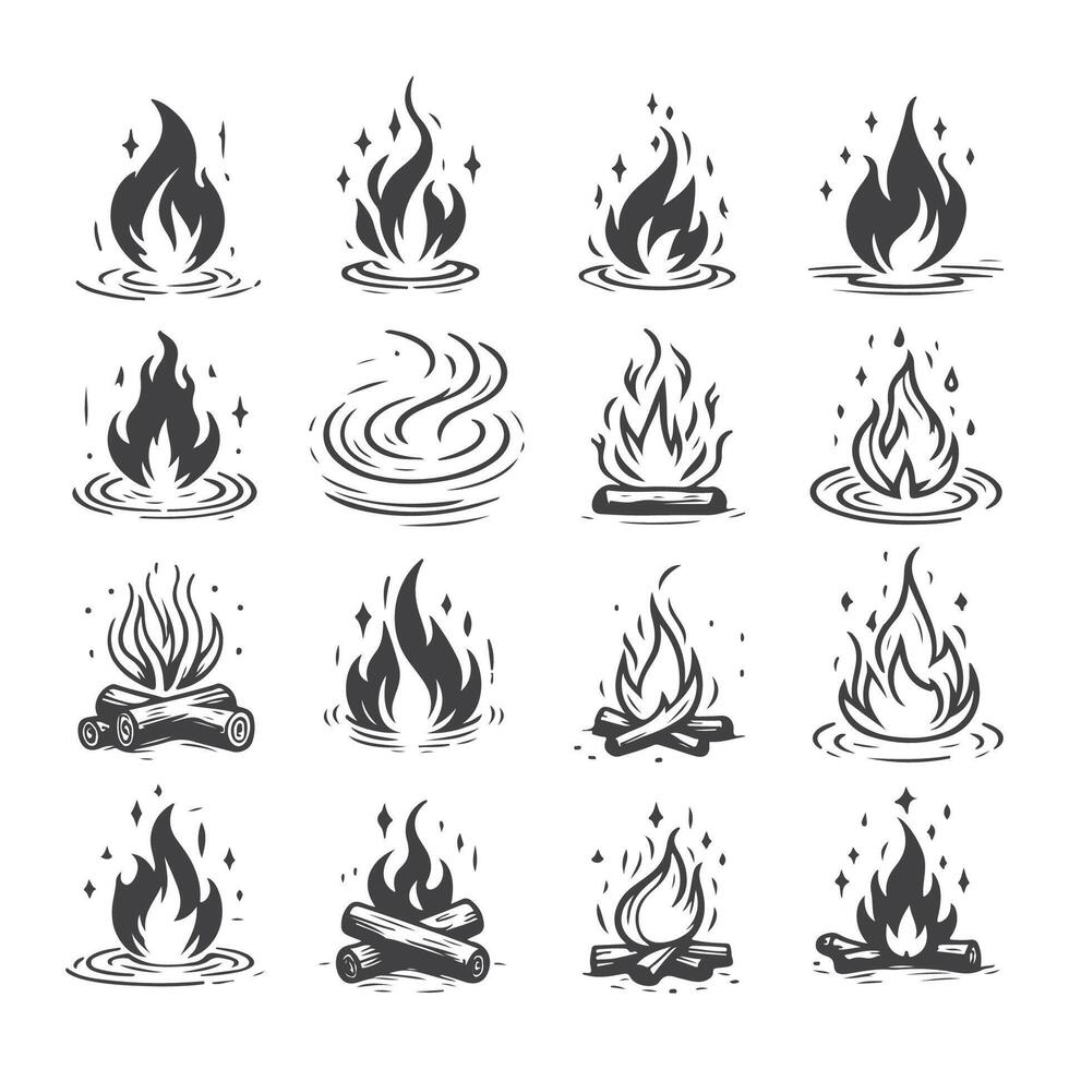 Flames of Art Hand Drawn Fire Illustration Collection vector
